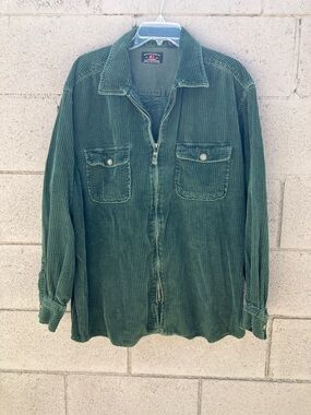 American Eagle Outfitters Dark Green Corduroy Zip-Up Shirt Jacket